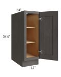 Midtown Dark Grey Shaker 12" Full Height Door Base Cabinet