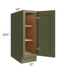 Midtown Hunter Green Shaker 12" Full Height Door Base Cabinet