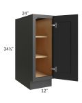 Midtown Black Shaker 12" Full Height Door Base Cabinet