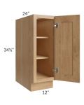 Midtown Timber Shaker 12" Full Height Door Base Cabinet