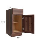 Farmhouse Walnut Shaker 15" Base Cabinet