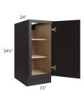 Midtown Java Shaker 15" Full Height Door Base Cabinet