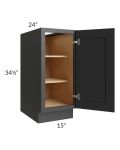 Midtown Black Shaker 15" Full Height Door Base Cabinet