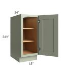 Midtown Pistachio Green Shaker 15" Full Height Door Base Cabinet