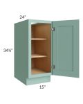 Midtown Mint Green Shaker 15" Full Height Door Base Cabinet