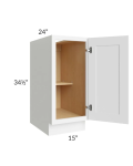 Brilliant White Shaker 15" Full Height Door Base Cabinet
 SW-B15FH-Assembled