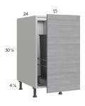 Euro Grey 15" Full Height Door Base Cabinet with Single Trashcan Pullout