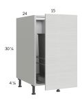 Euro White Grain 15" Full Height Door Base Cabinet with Single Trashcan Pullout
