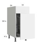Euro Gloss White 15" Base Cabinet with Single Trashcan Pullout