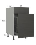Euro Café 18" Base Cabinet with Single Trashcan Pullout