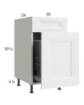 Harbor White 18" Base Cabinet with Single Trashcan Pullout