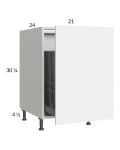 Euro Gloss White 21" Full Height Door Base Cabinet with Single Trashcan Pullout