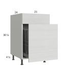 Euro White Grain 21" Base Cabinet with Single Trashcan Pullout
