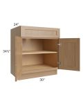 Asheville Rift Oak Shaker 30" Full Height Door Base Cabinet