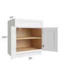Bayville White 30" Full Height Door Base Cabinet