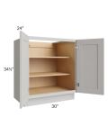 Midtown Light Grey Shaker 30" Full Height Door Base Cabinet