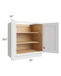 Gramercy White 30" Full Height Door Base Cabinet