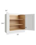 Stratus White 33" Full Height Door Base Cabinet