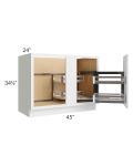 Bayville White 45" Full Height Door Blind Corner Base Cabinet with Pullout