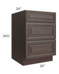 Biscotti Caf?? Glazed 24" 3-Drawer Base Cabinet