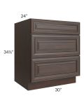 Biscotti Caf?? Glazed 30" 3-Drawer Base Cabinet