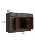 Biscotti Caf?? Glazed 48" Vanity Sink Base Cabinet with Drawers