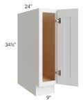 Asheville White Shaker 9" Full Height Door Base Cabinet
