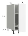 Euro Gloss White 9" Full Height Door Base Cabinet with Pullout Access