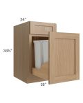 Asheville Rift Oak Shaker 18" Trash Pullout Base Cabinet