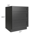 Kingston Steel Grey Shaker 27" 3-Drawer Base Cabinet