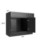 Kingston Steel Grey Shaker 42" Vanity Sink Base Cabinet (Drawers on Right)