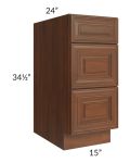 Cambridge Saddle Glaze 15" 3-Drawer Base Cabinet 
