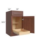Cambridge Saddle Glaze 18" Base Cabinet with 1 Rollout Tray