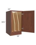 Cambridge Saddle Glaze 18" Full Height Door Tray Divider Base Cabinet