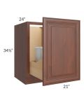 Cambridge Saddle Glaze 21" Full Height Door Base Cabinet with Double Trashcan Pullout