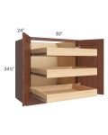 Cambridge Saddle Glaze 30" Full Height Base Cabinet with 3 Rollout Trays
