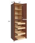 Cambridge Saddle Glaze 24x96x24 Wall Pantry Cabinet with 4 Rollout Trays