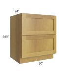 Heritage Amber Shaker 30" 2-Drawer Base Cabinet 