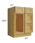 Heritage Amber Shaker 24" Vanity Sink Base Cabinet (Drawers on Right)