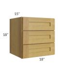 Heritage Amber Shaker 18x18 3-Drawer Wall Cabinet