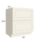 Cambridge Antique White Glaze 30" 2-Drawer Base Cabinet 
