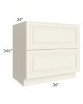 Cambridge Antique White Glaze 36" 2-Drawer Base Cabinet 