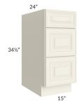 Cambridge Antique White Glaze 15" 3-Drawer Base Cabinet 