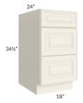 Cambridge Antique White Glaze 18" 3-Drawer Base Cabinet