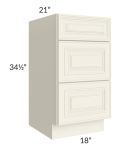 Cambridge Antique White Glaze 18" 3-Drawer Vanity Base Cabinet