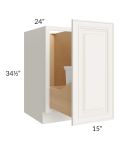 Cambridge Antique White Glaze 15" Full Height Door Base Cabinet with Single Trashcan Pullout
