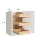 Cambridge Antique White Glaze 18" Full Height Door Base Cabinet with 3 Rollout Trays