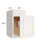 Cambridge Antique White Glaze 18" Base Cabinet with Double Trashcan Pullout