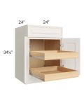 Cambridge Antique White Glaze 24" Base Cabinet with 2 Rollout Trays
