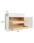 Cambridge Antique White Glaze 36" Base Cabinet with 2 Rollout Trays